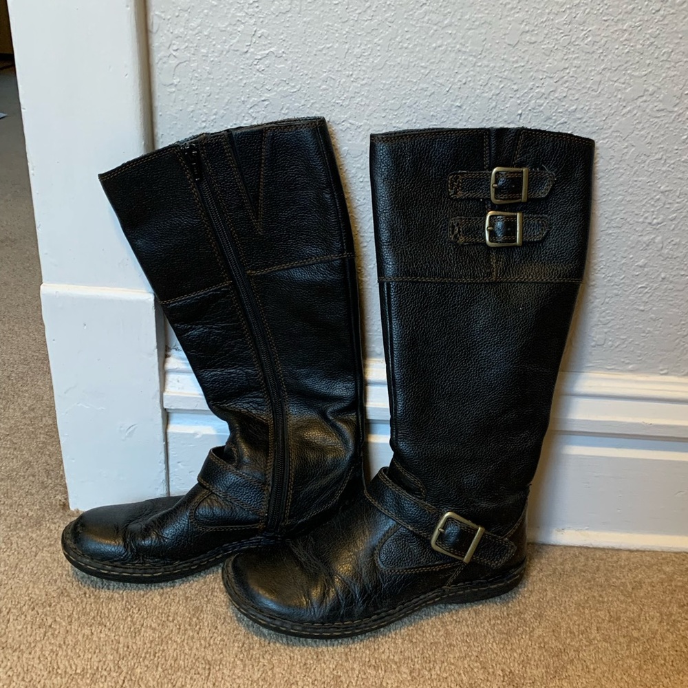 BOC Born on Concept Black Leather Riding Boots Size 7